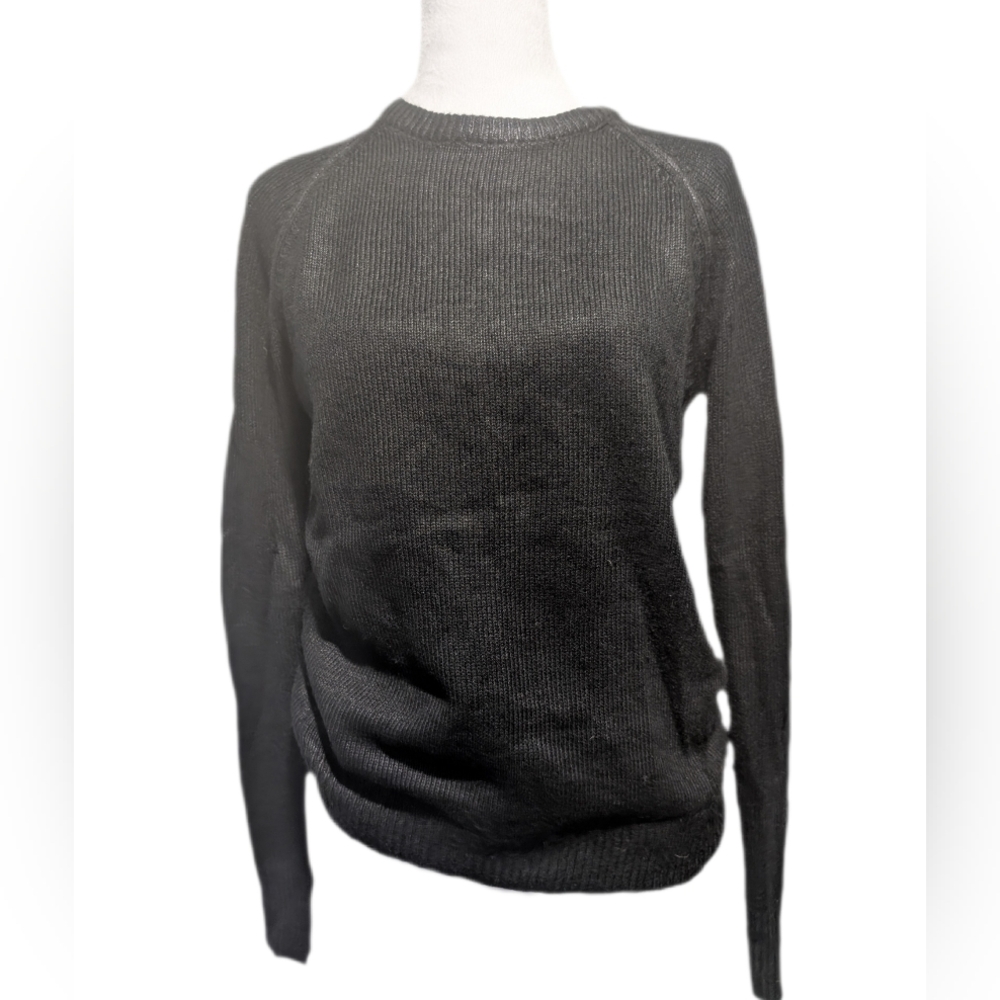 John & Jenn Black Raglan Longsleeve Crew Neck Lightweight Sweater -XS-